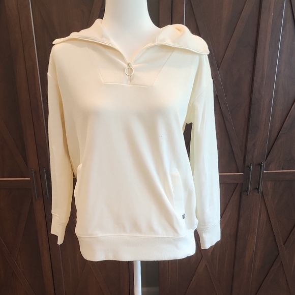 Talbots Tops - T By Talbots Cream White Quarter Zip Shawl Collar Sweatshirt Small Petite